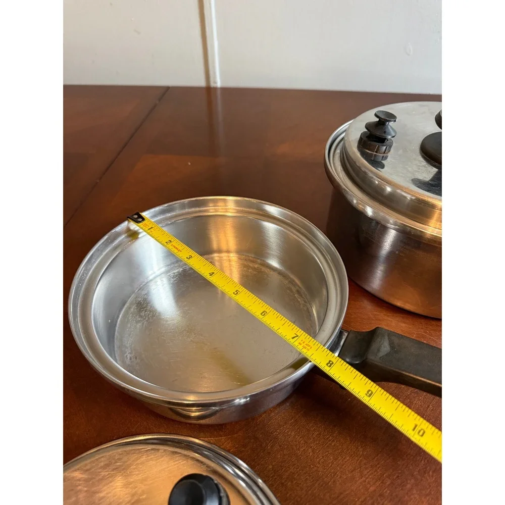 Royal Prestige 7-Ply Stainless Steel Silver Alloy Copper Saucepan Set USA Made